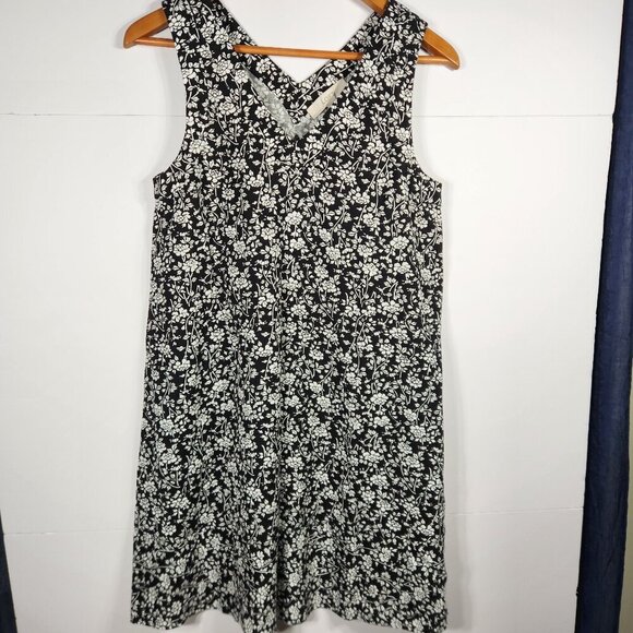 Loft Sleeveless Floral Black and White Mini Dress Size XS - Picture 1 of 7